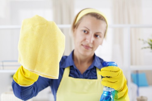 Cleaning employee working in a structured W-2 job setting