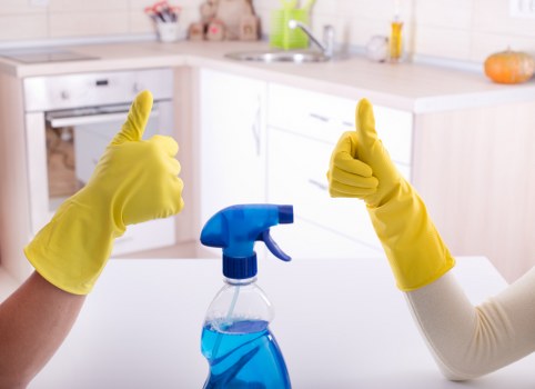 Cleaning professional preparing a service booking for a property